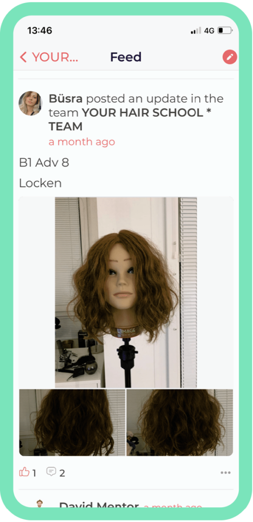 Mobile Ansicht der Online Hair School mit Büsra